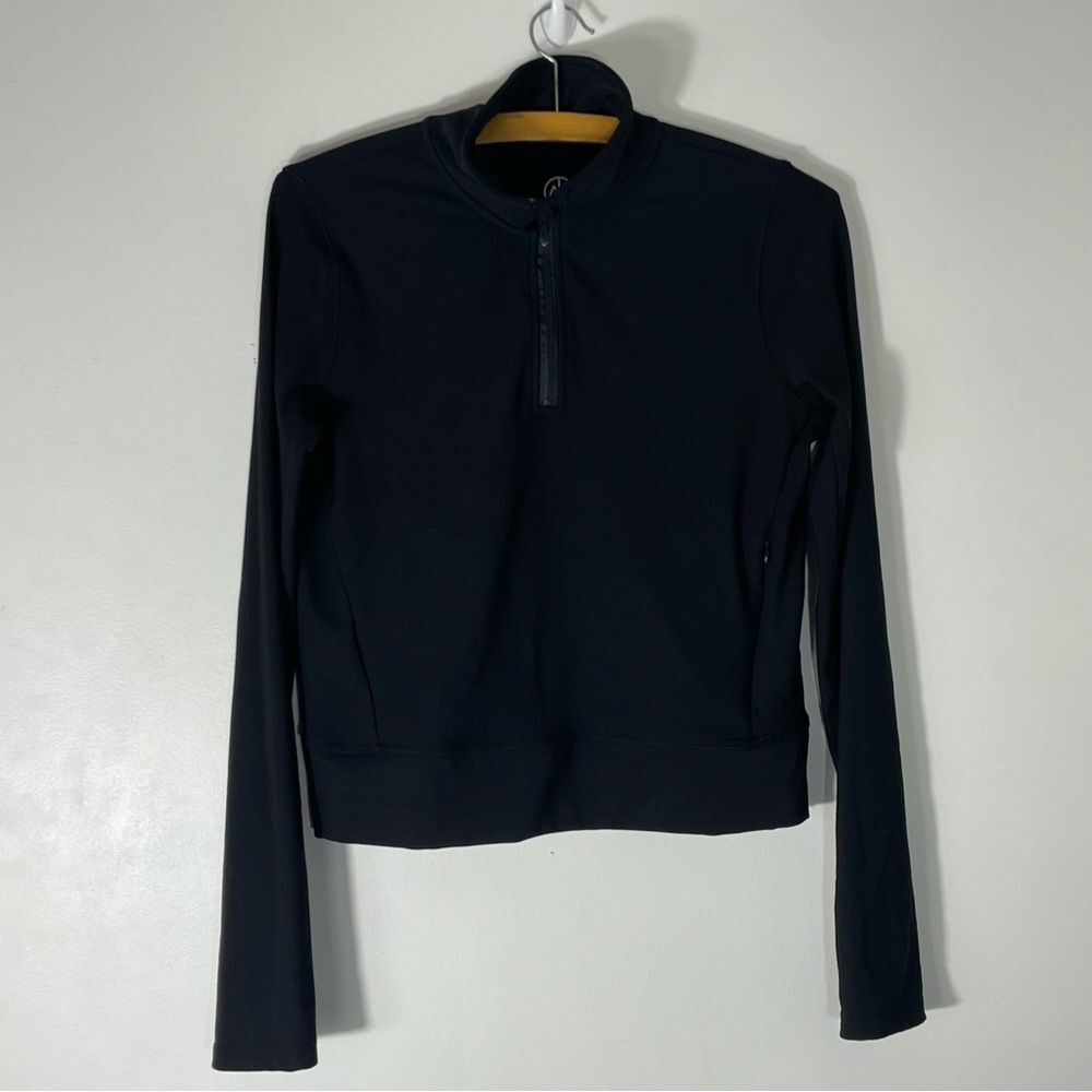 Move Theory Black Ribbed Quarter Zip w Pocket Jacket Size M